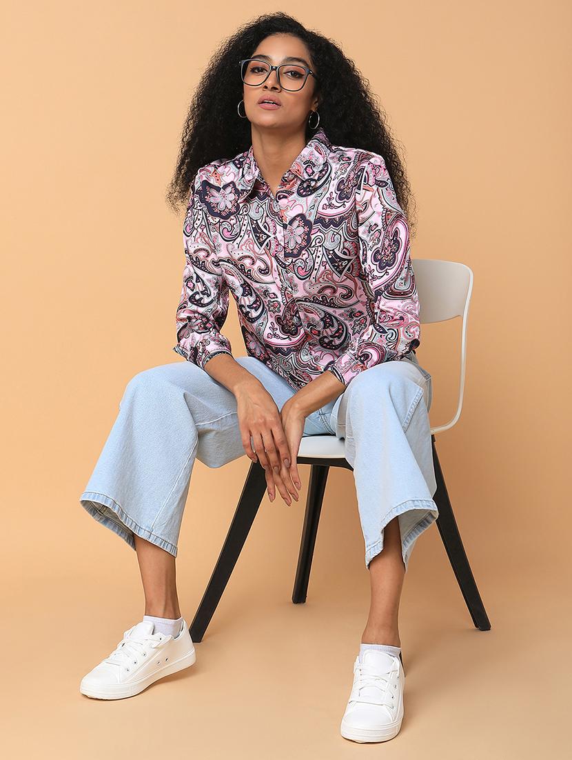 women pink printed long sleeves regular shirt - 21387662 - Standard Image - 4