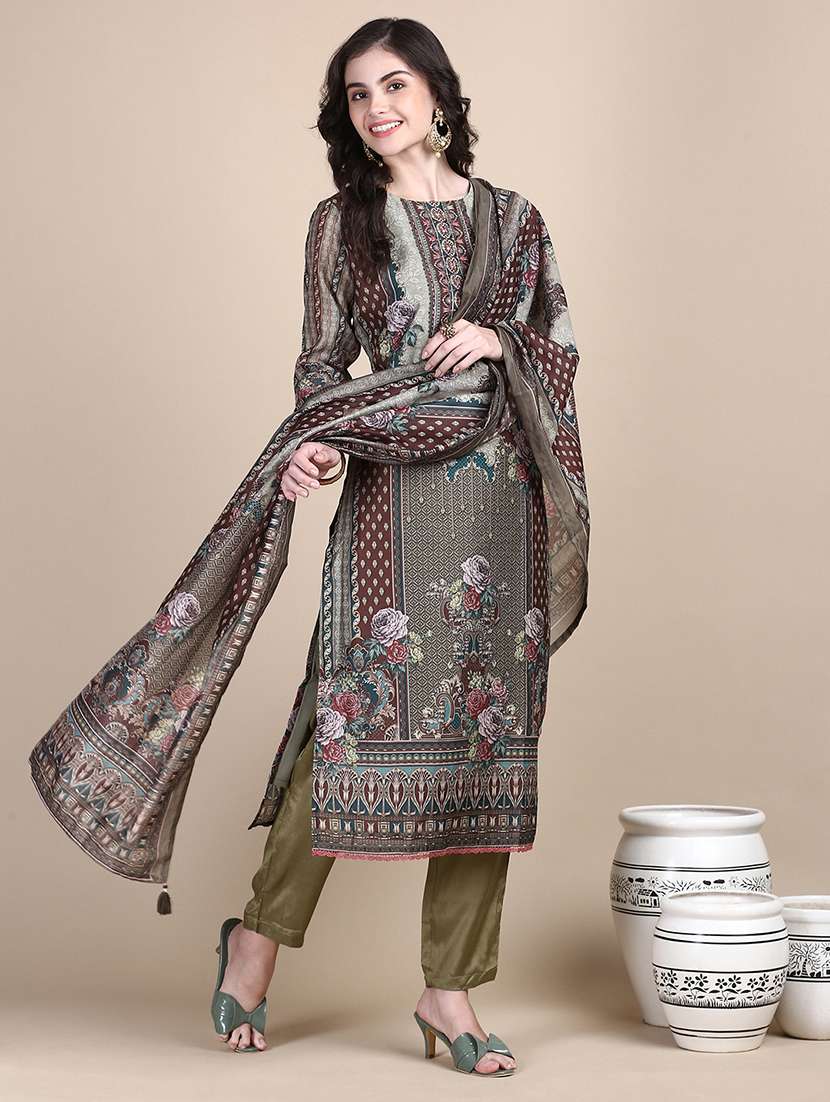 women printed round neck kurta pant set with dupatta - 21387683 - Standard Image - 4