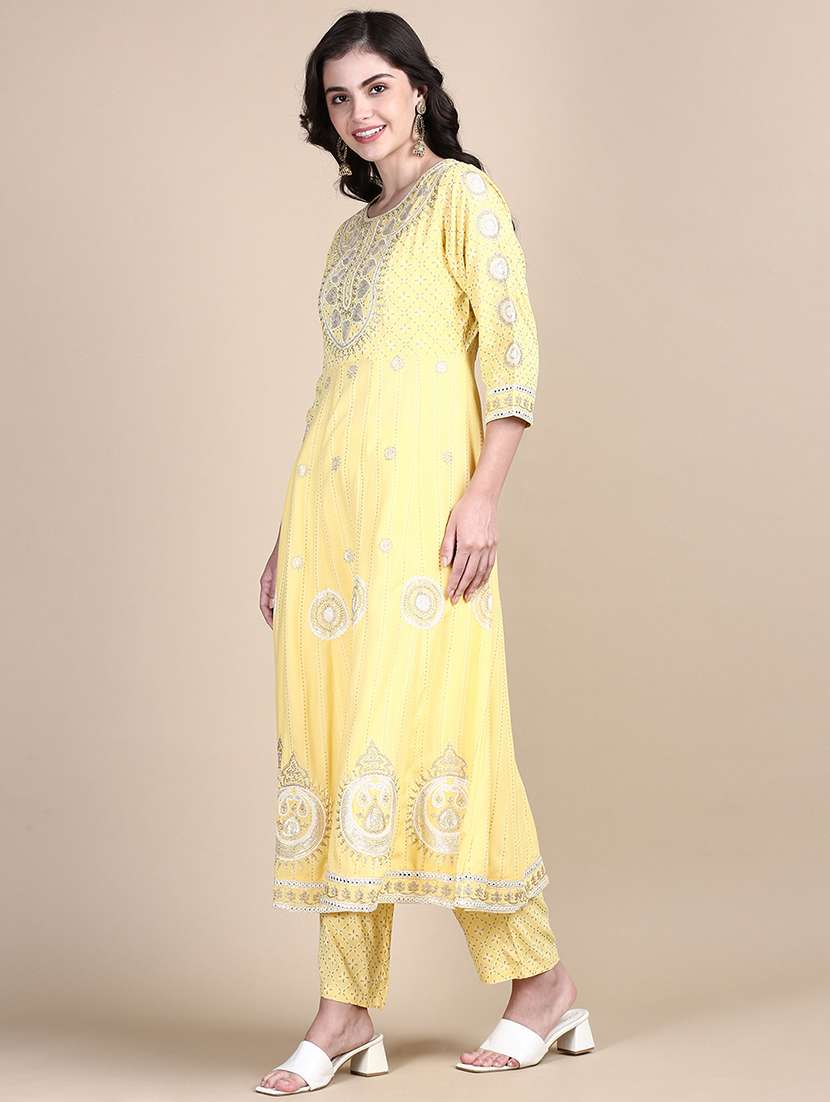 women yellow printed kurta pant set with dupatta - 21387691 -  Standard Image - 1
