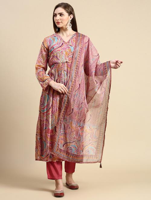 women printed kurta pant set with dupatta - 21387693 -  Standard Image - 0