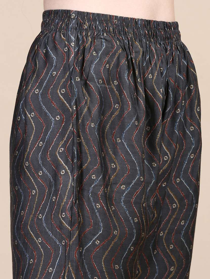 women grey printed round neck kurta pant set - 21387721 -  Standard Image - 6