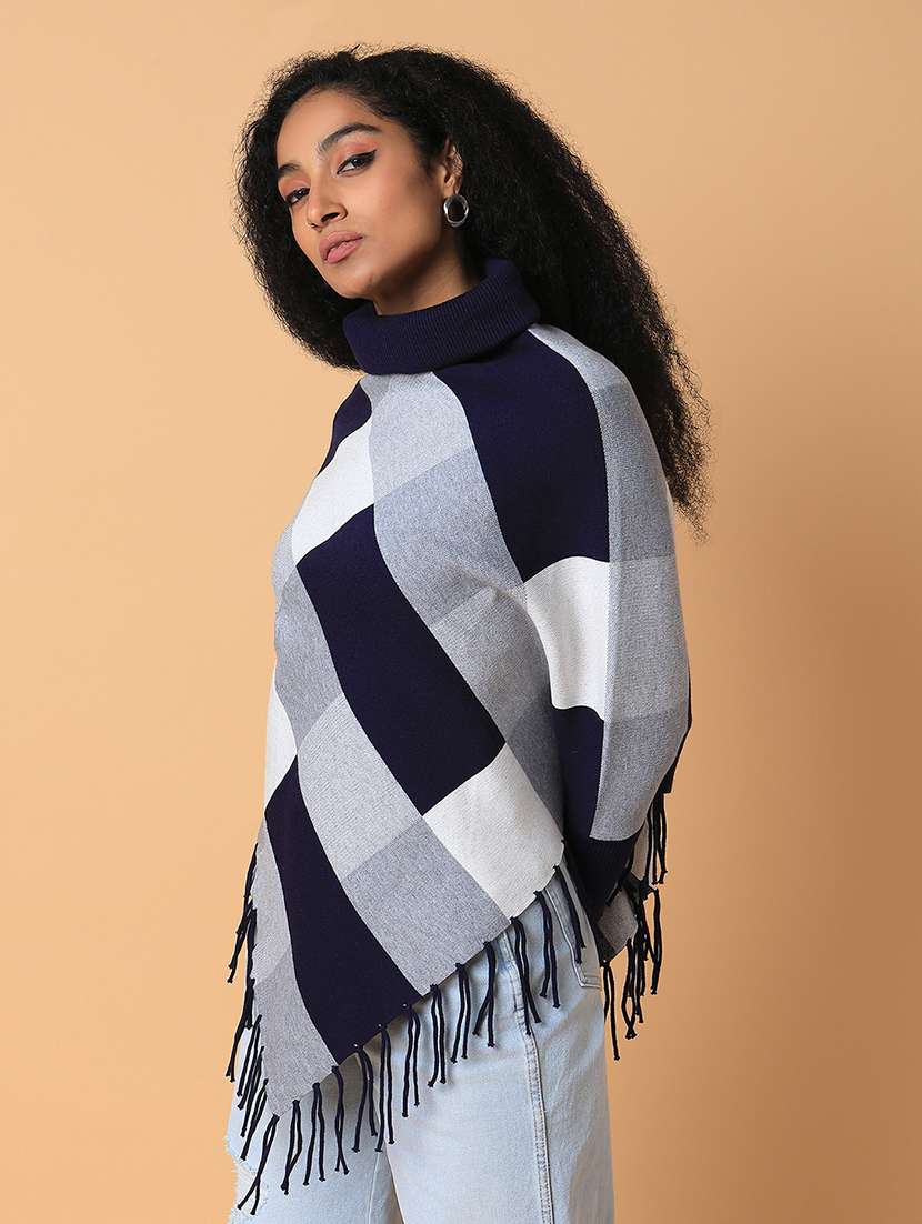 women turtle neck self-designed poncho - 21387729 -  Standard Image - 1