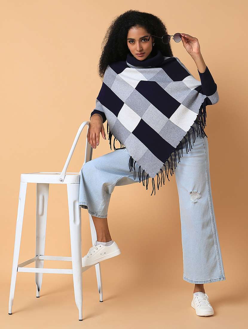 women turtle neck self-designed poncho - 21387729 - Standard Image - 4