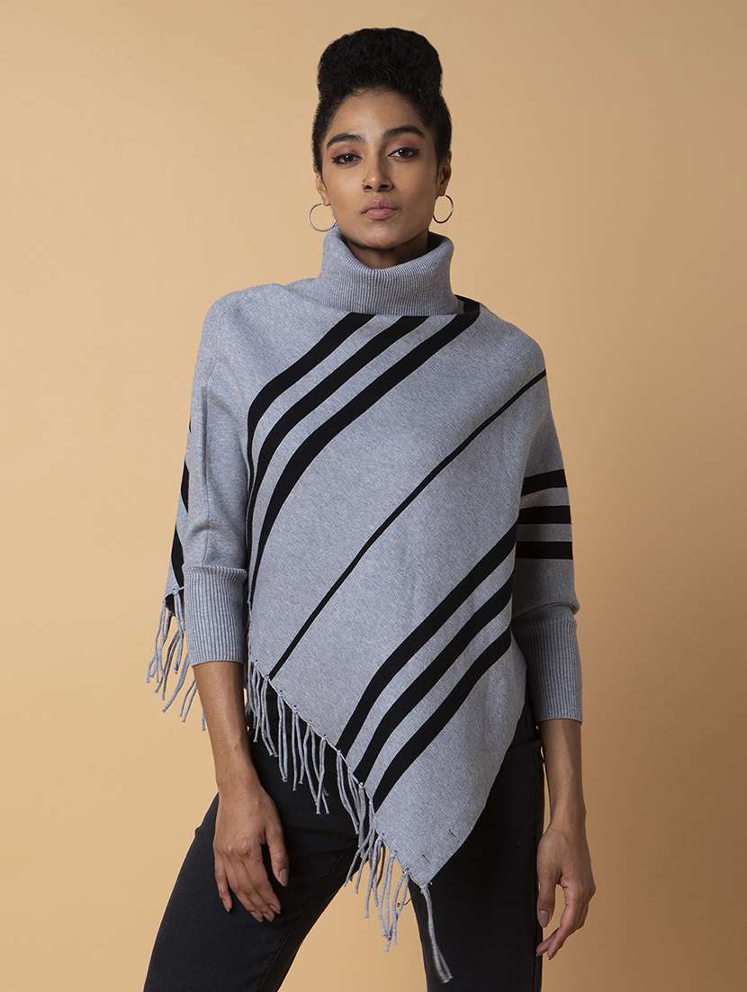 grey self-designed poncho