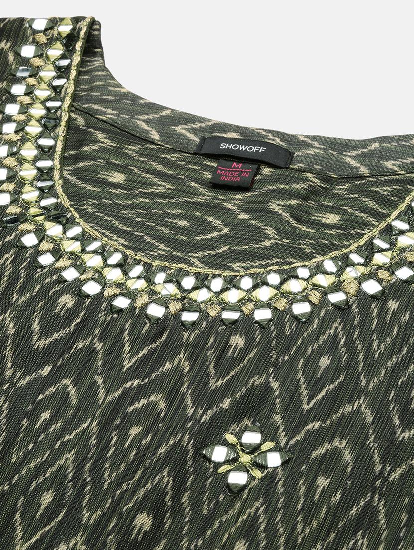 women three quarter sleeve flared kurta - 21387757 - Standard Image - 6