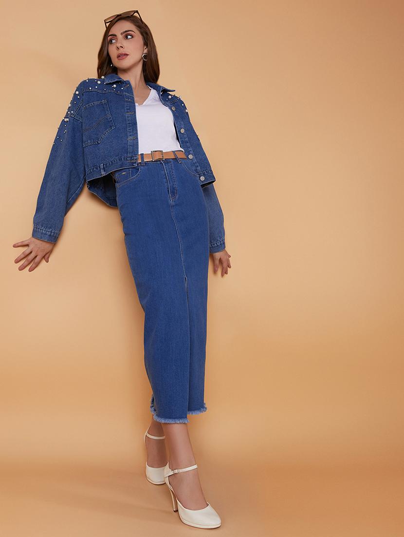 women blue denim denim jacket - 21387770 - Standard Image - 4