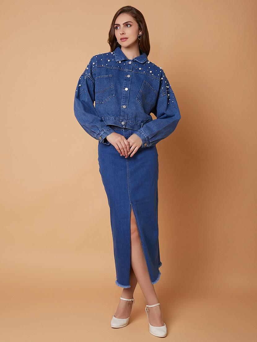 women blue denim denim jacket - 21387770 - Standard Image - 6