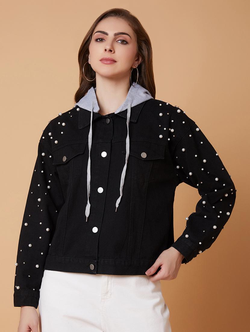black embellished denim jacket - 21387773 -  Zoom Image - 0