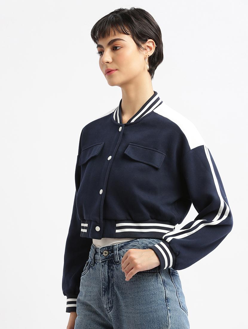 cotton varsity crop jacket - 21387781 - Standard Image - 1
