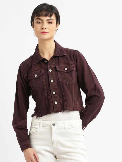 showoff women's purple denim jacket - 21387783 - Standard Image - 0