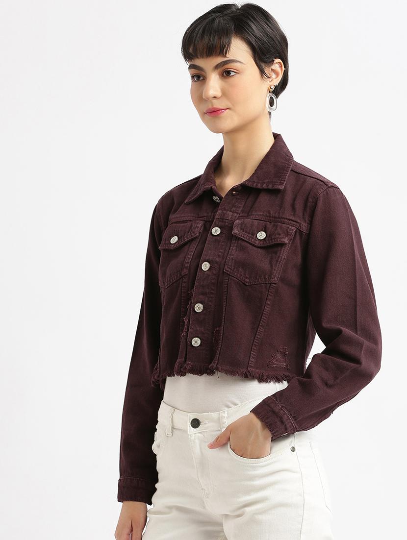 showoff women's purple denim jacket - 21387783 -  Standard Image - 1