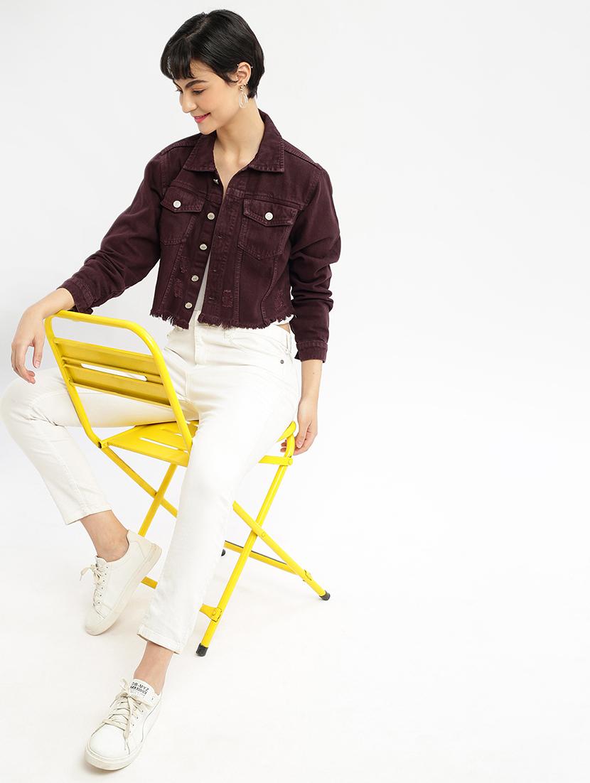 showoff women's purple denim jacket - 21387783 - Standard Image - 4