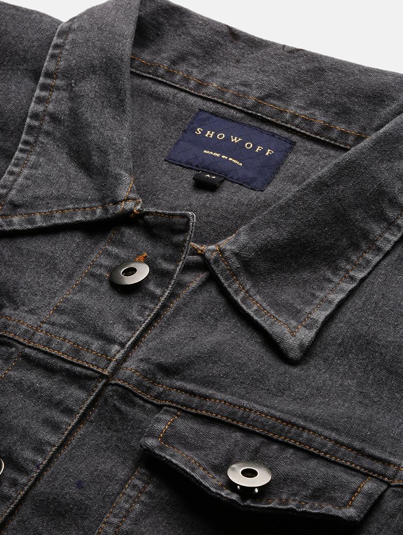 women grey denim solids jacket - 21387795 - Standard Image - 6