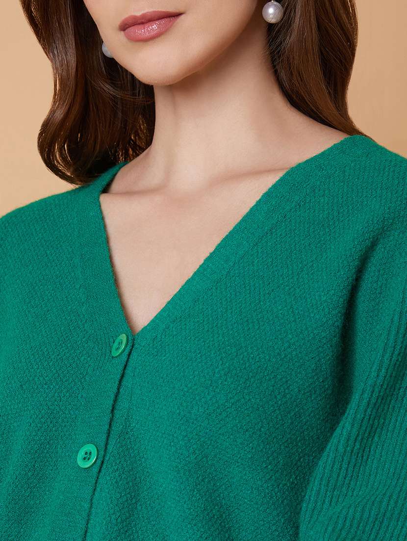 green solid acrylic cardigan - 21387804 -  Standard Image - 6