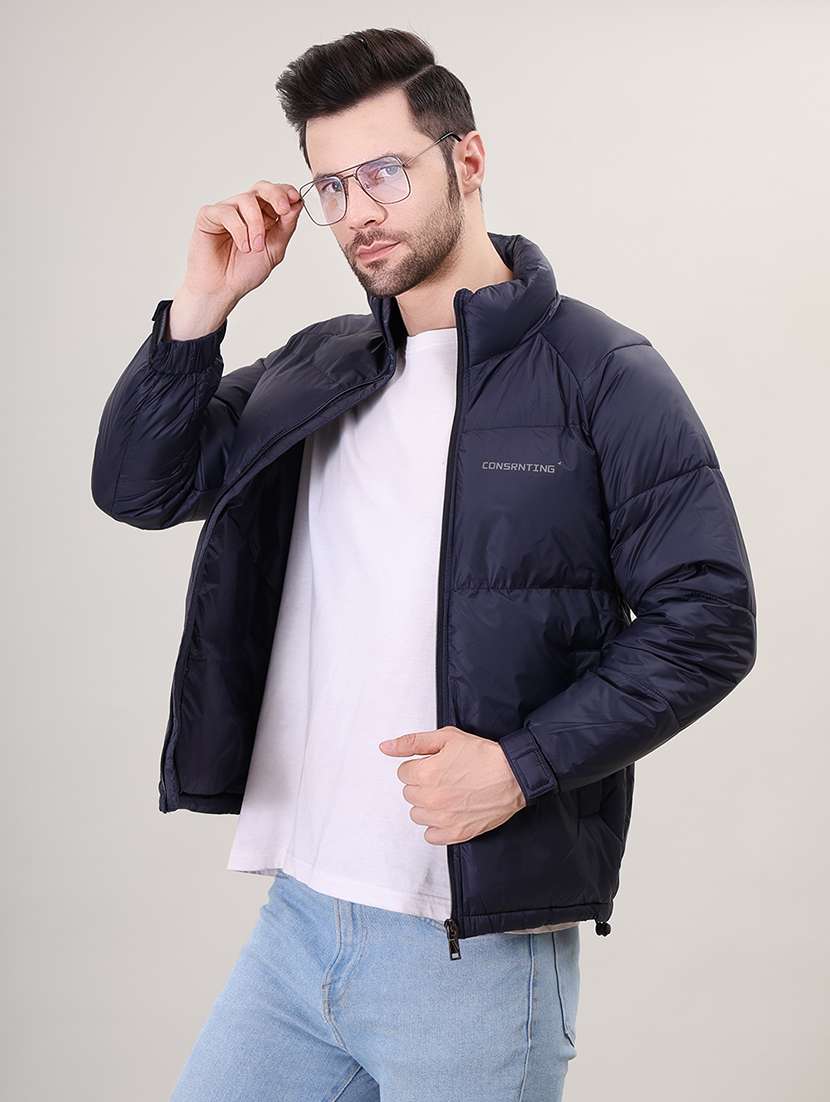 men solid bomber jacket - 21387976 - Standard Image - 1