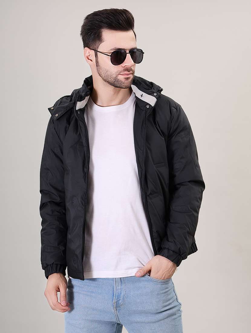 men solid bomber jacket - 21387977 - Standard Image - 1