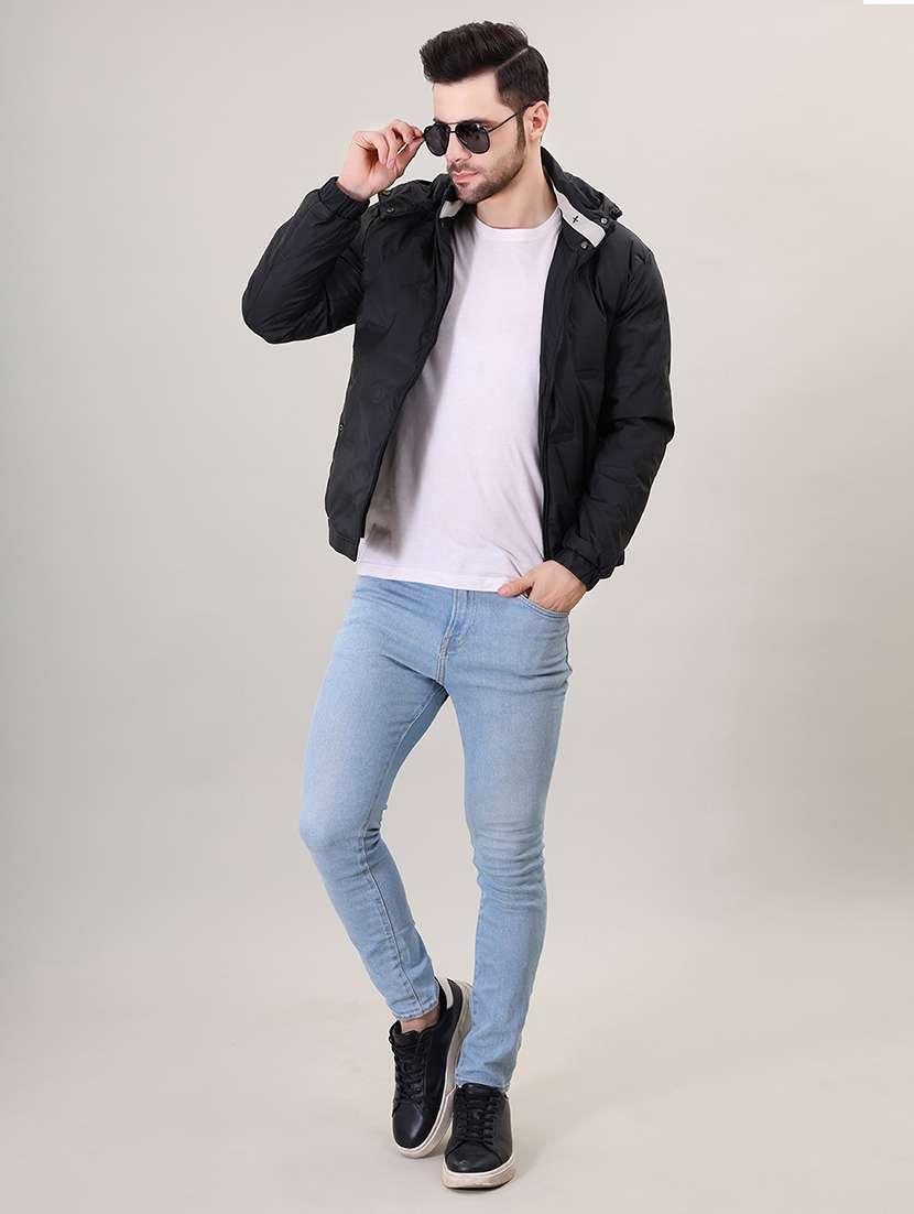 men solid bomber jacket - 21387977 - Standard Image - 4