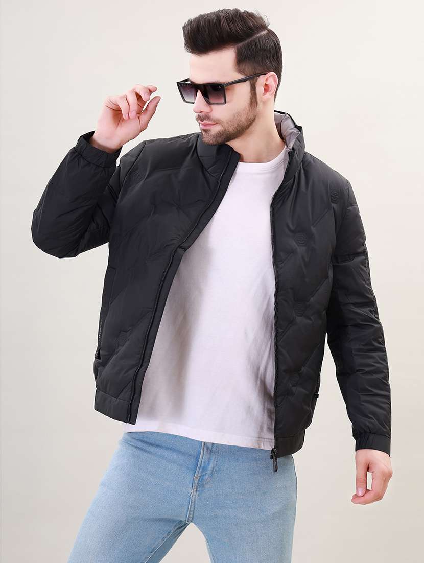 men solid bomber jacket - 21387980 - Standard Image - 1