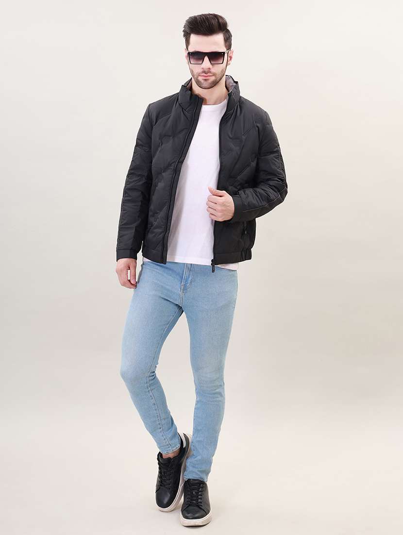 men solid bomber jacket - 21387980 - Standard Image - 4