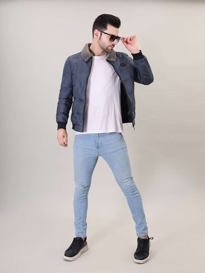 men solid bomber jacket - 21387983 - Standard Image - 4