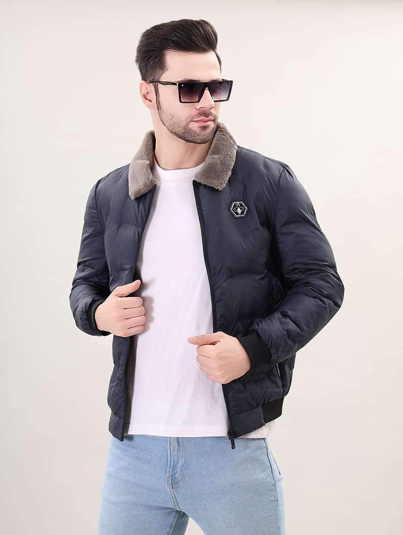 men solid bomber jacket - 21387985 - Standard Image - 1