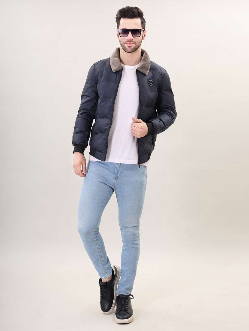men solid bomber jacket - 21387985 - Standard Image - 4