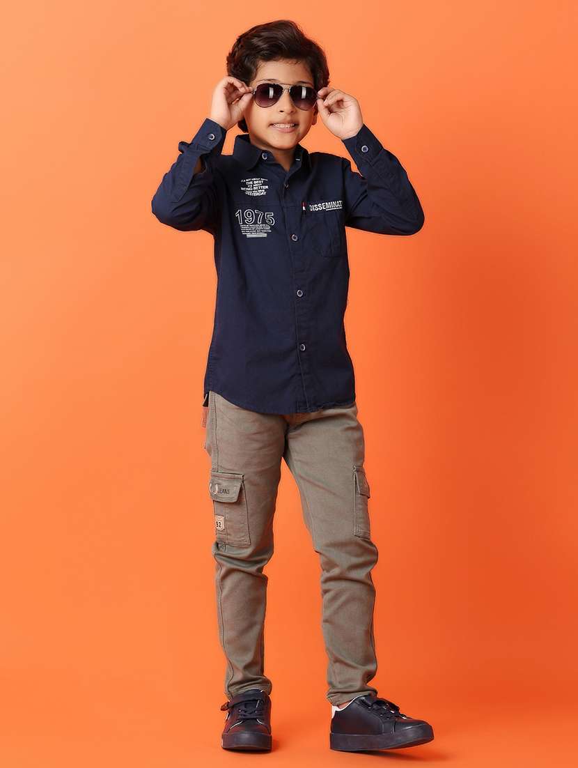 boys navy blue cotton shirt - 21388057 -  Standard Image - 4