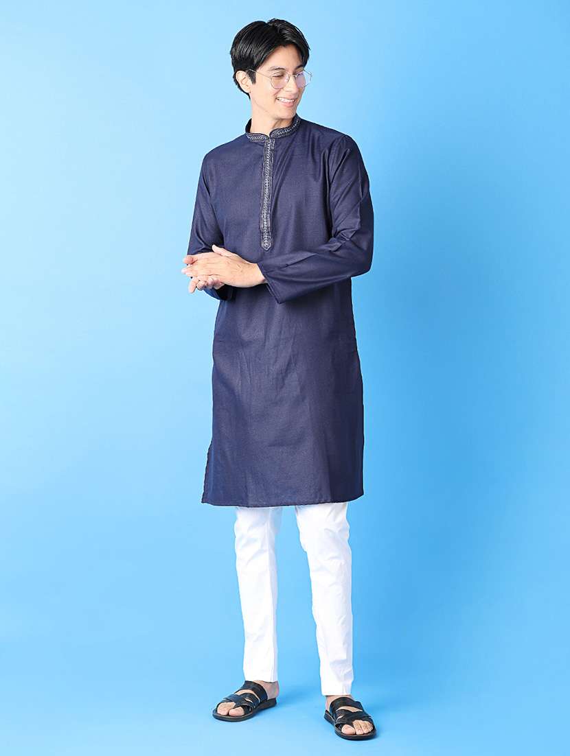 men solids kurta pyjama ethnic wear set - 21388082 -  Standard Image - 1
