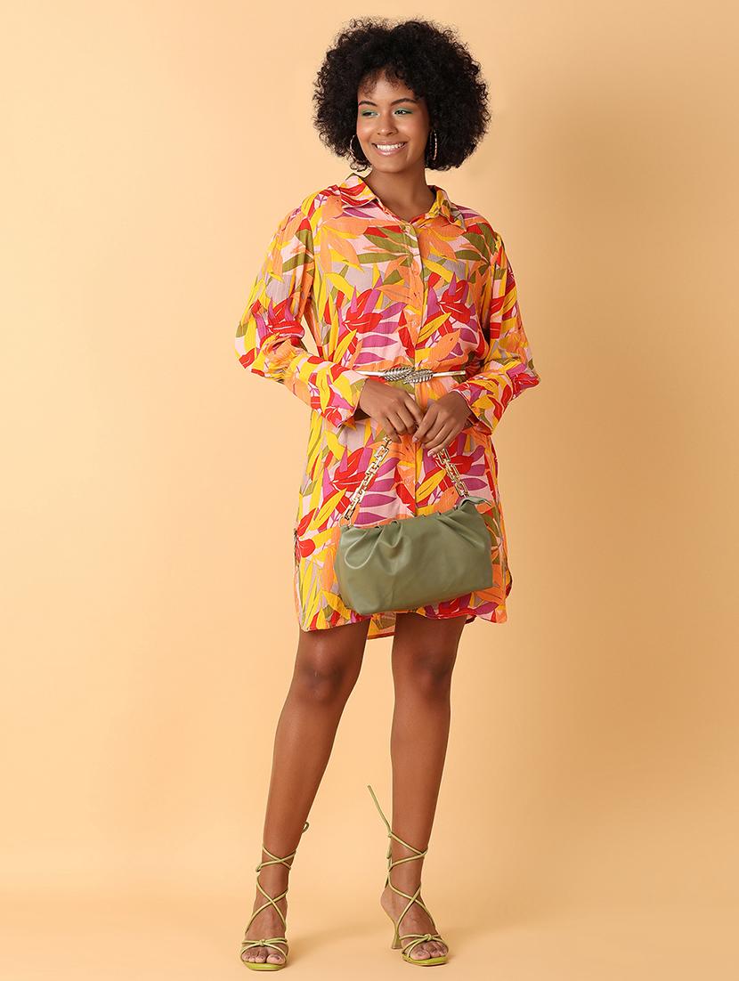 women printed long sleeve shirt dress - 21388085 - Standard Image - 4