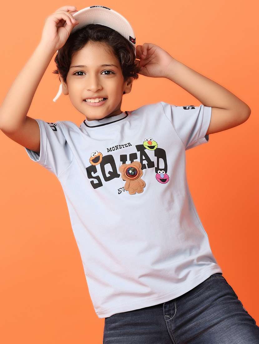 boys round neck typographic t-shirt - 21388096 - Standard Image - 1