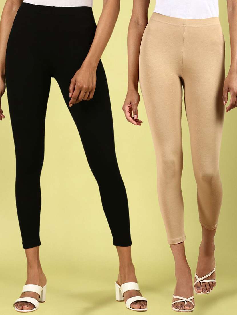 women pack of 2 solid cotton legging