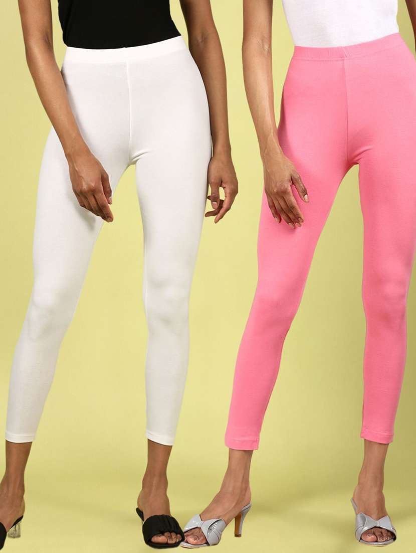 set of 2 multi colored cotton leggings