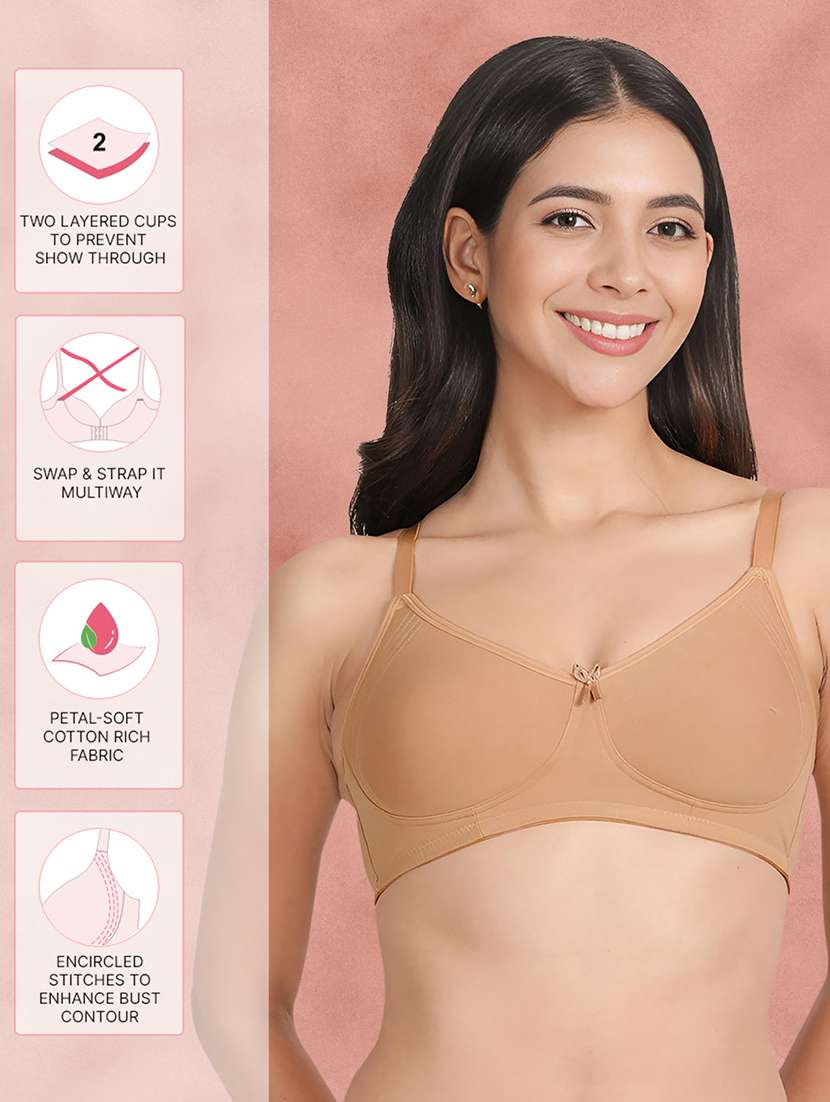 women pack of 2 solid t-shirt bra - 21388472 - Standard Image - 1