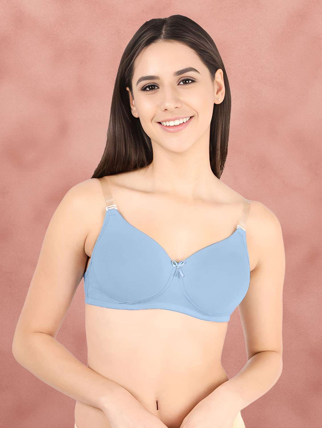 women blue cotton t-shirt bra
