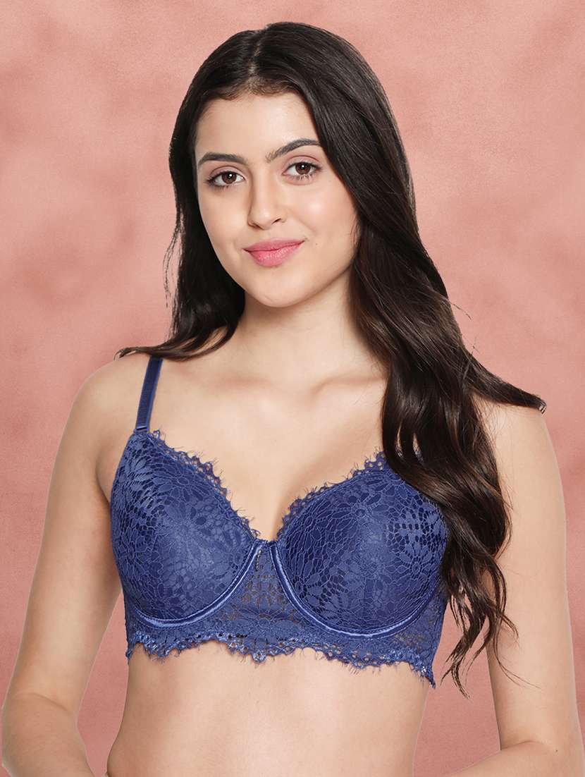 women self-designed lace balconette bra