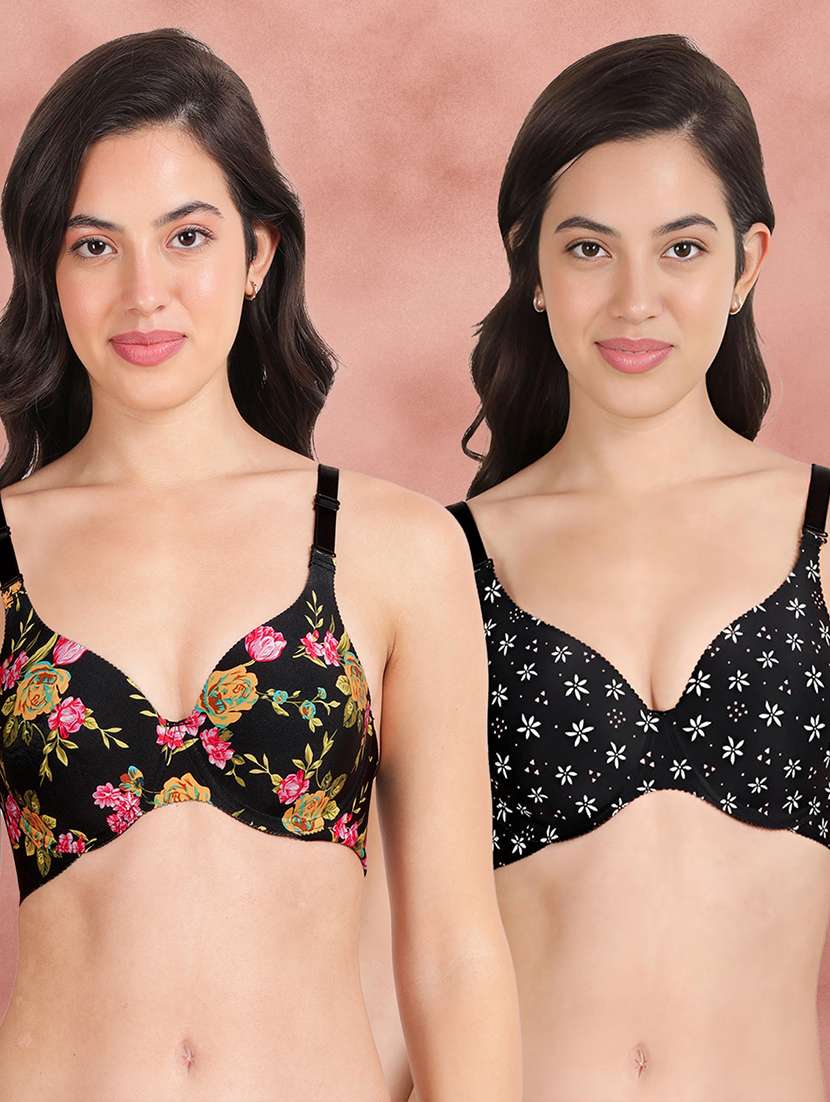 pack of 2 printed multi colored t-shirt bra