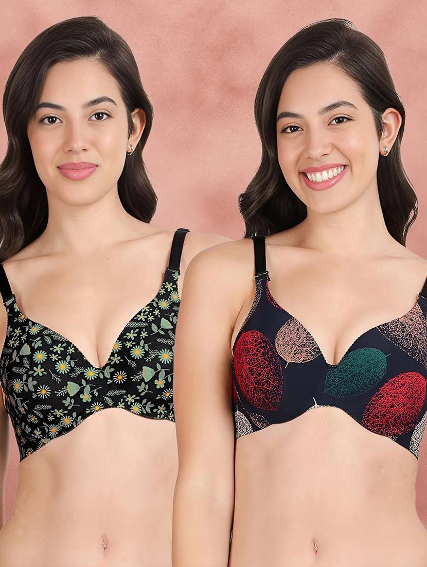 pack of 2 printed multi colored t-shirt bra