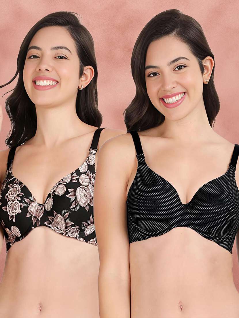 pack of 2 printed multi colored t-shirt bra