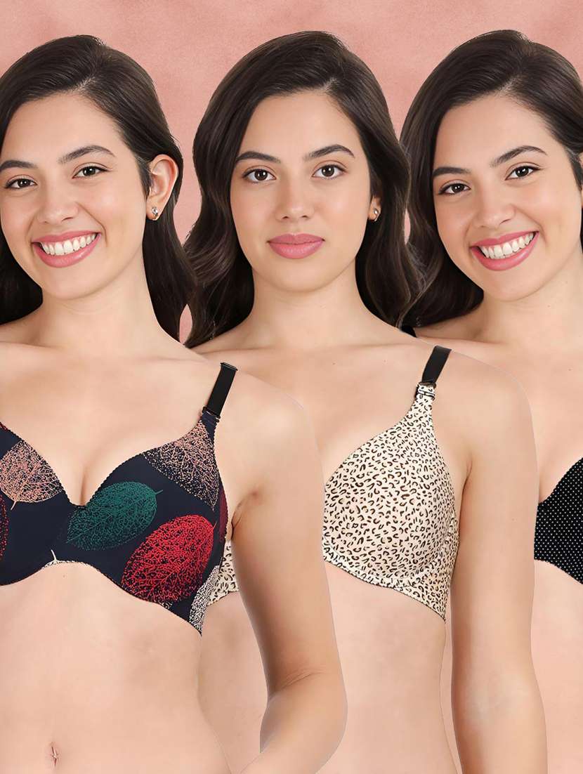 pack of 3 printed bra combos