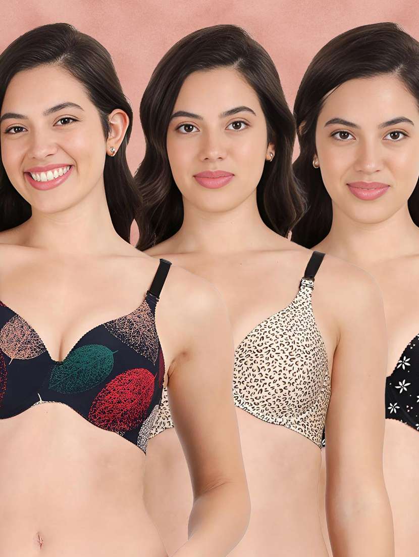 pack of 3 printed bra combos