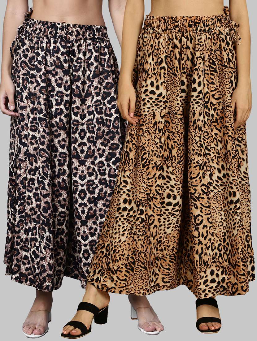 women pack of 2 printed palazzos