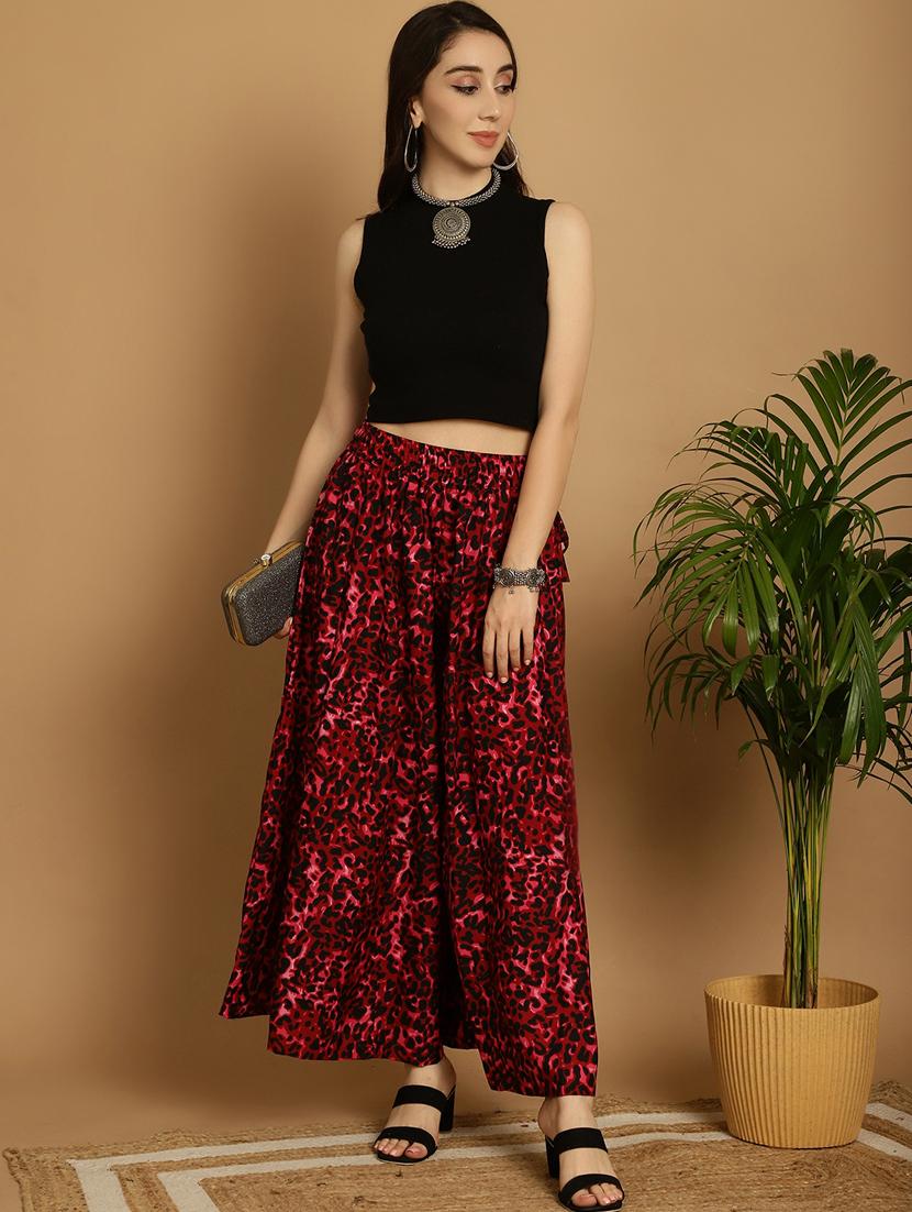women multicolored printed set of 2 flared palazzo - 21389038 - Standard Image - 4