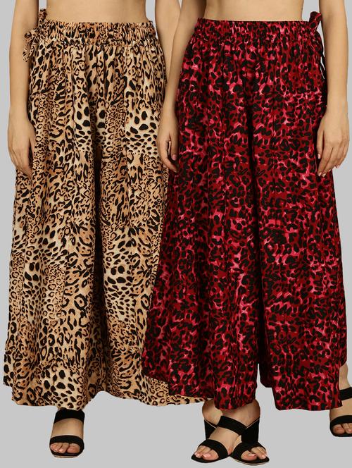 set of 2 multi colored crepe palazzo - 21389039 - Standard Image - 0