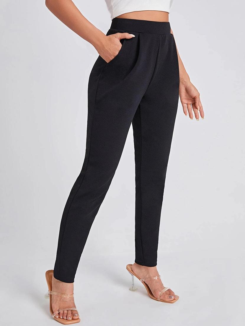 women mid-rise solid cigarette pants trouser - 21389056 - Standard Image - 1