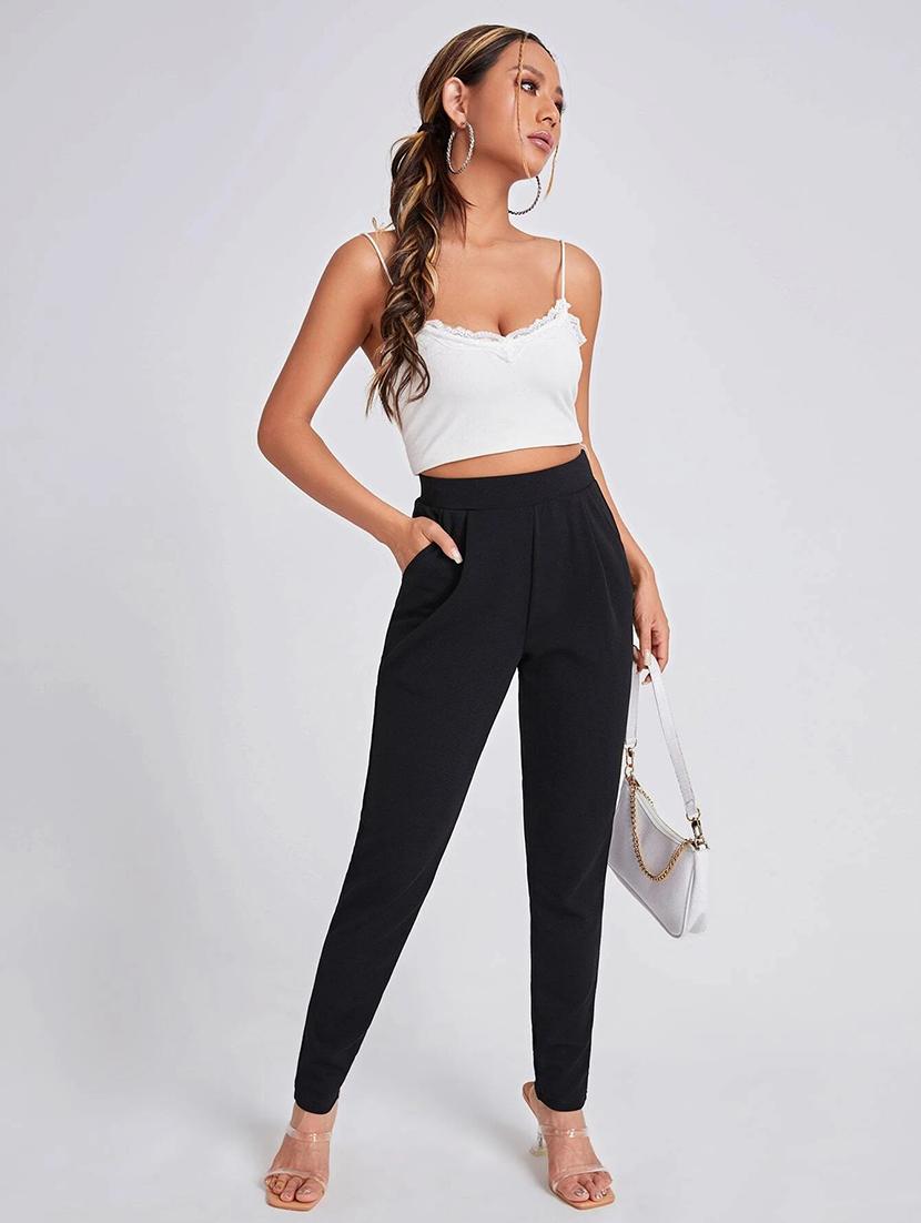 women mid-rise solid cigarette pants trouser - 21389056 - Standard Image - 4