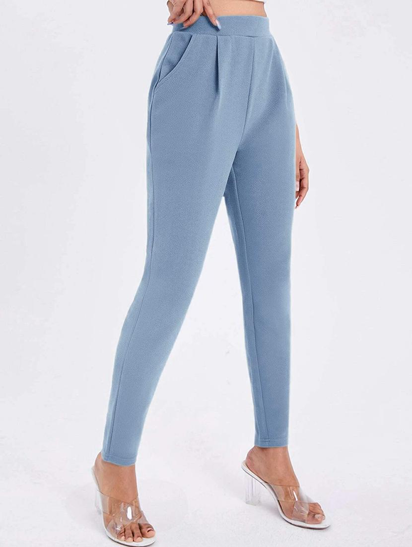 turquoise solid cigarette pants trouser - 21389061 - Standard Image - 1