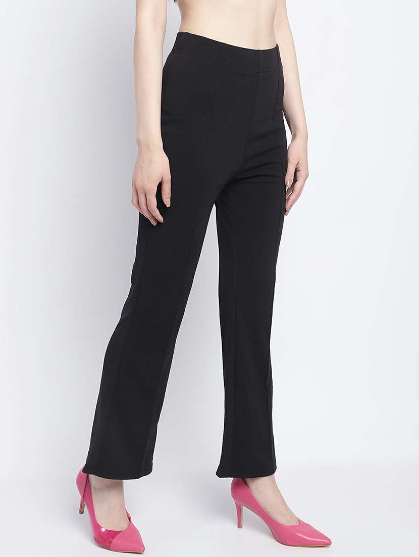 black solid bootcut trouser - 21389084 -  Standard Image - 1