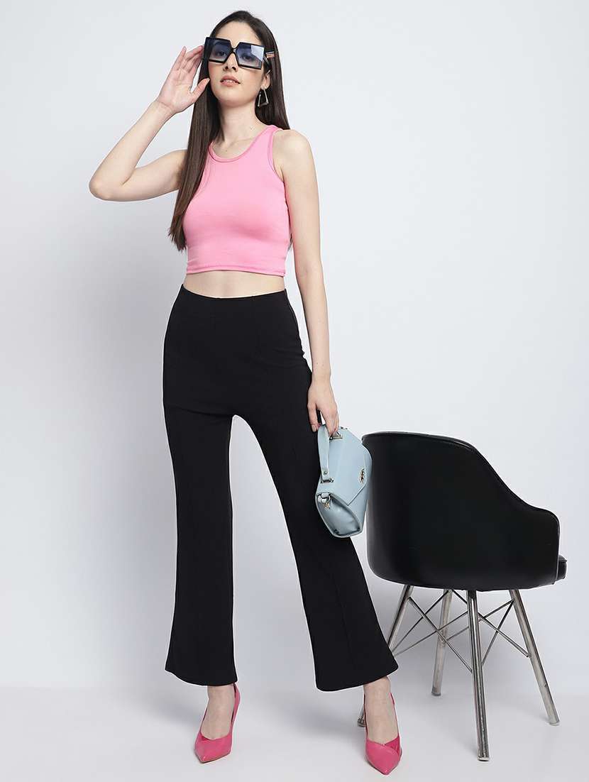 black solid bootcut trouser - 21389084 -  Standard Image - 4