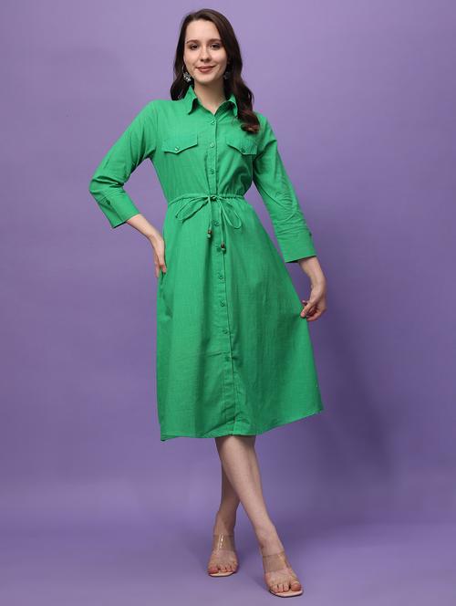 green solid shirt dress - 21389122 - Standard Image - 0