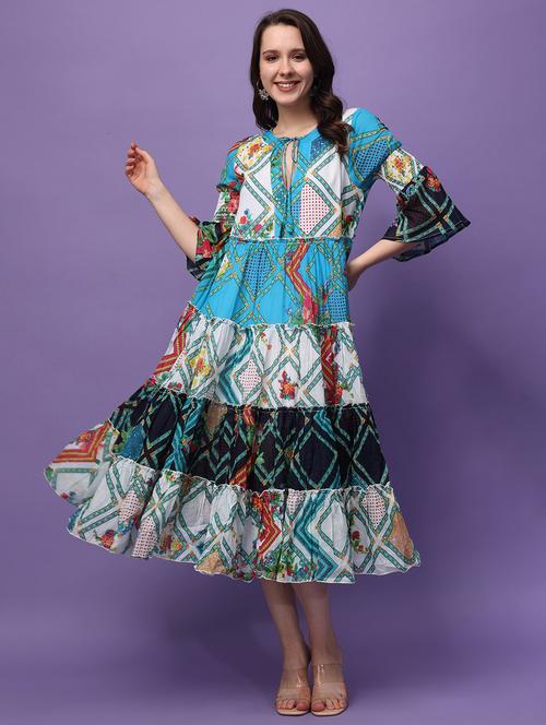 multicolored printed straight dress - 21389131 - Standard Image - 0
